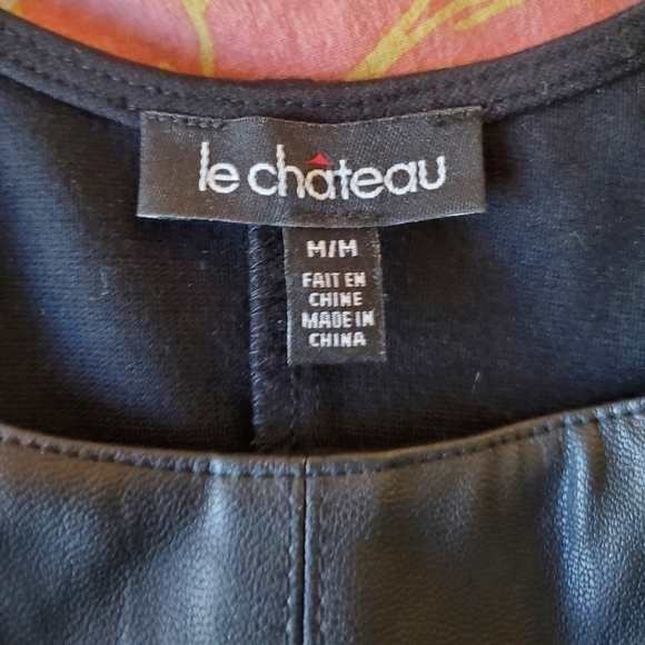 Le Chateau Medium Sheath Black Dress Faux-Leather - Picture 7 of 11